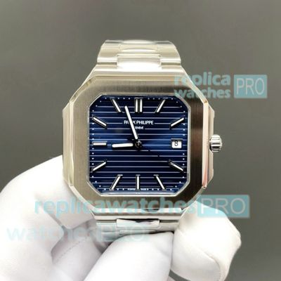 PP+Factory Swiss Copy Patek Philippe Cubitus 5821 Blue Face Stainless Steel Men's Watch 45mm 